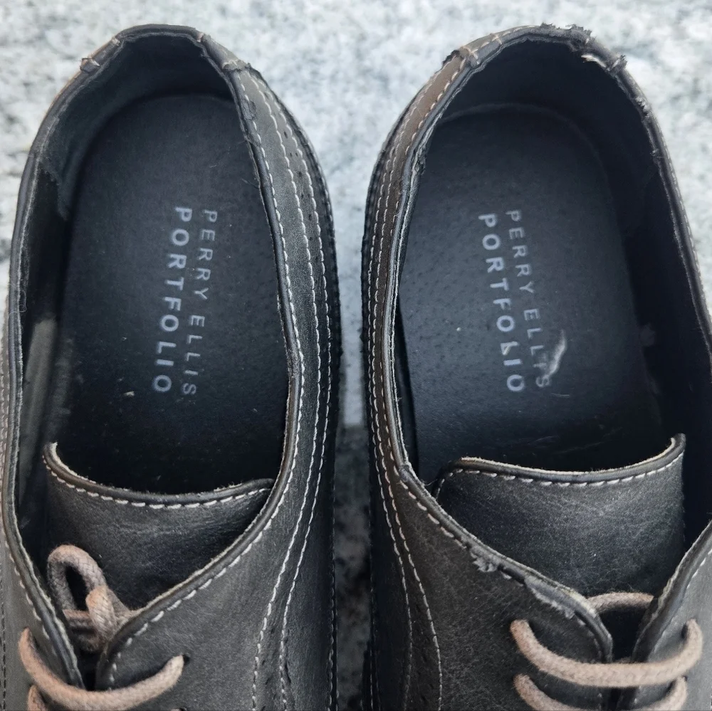 Perry Ellis Portfolio Welton Dress Shoes Men's Size 9 M Charcoal Gray